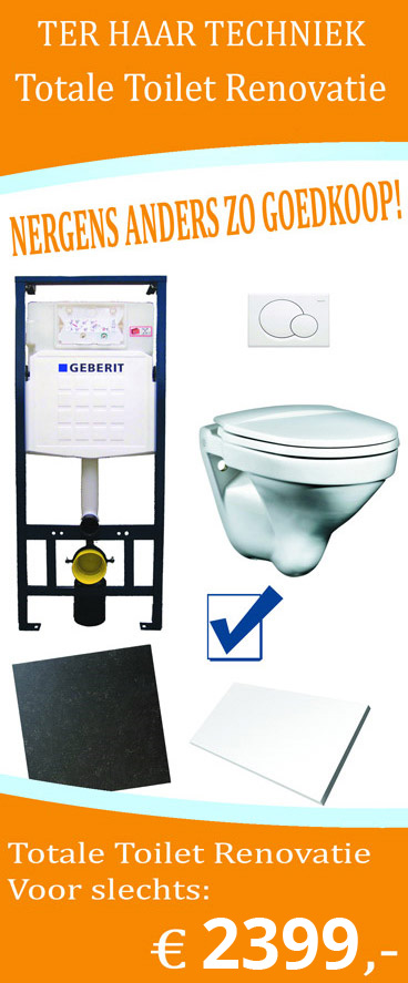 Totale toilet renovatie actie van Ter Haar Techniek Producten en prijs van de totale toilet renovatie actie van Ter Haar Techniek.
